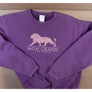 Vintage MGM Grand Las Vegas Sweatshirt Crewneck 90s‎ Purple Lion Logo Sz L